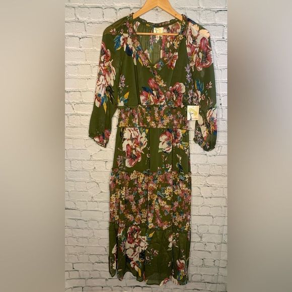 NWT Anthropologie fig & flowers tiered maxi dress. Large - Picture 2 of 9